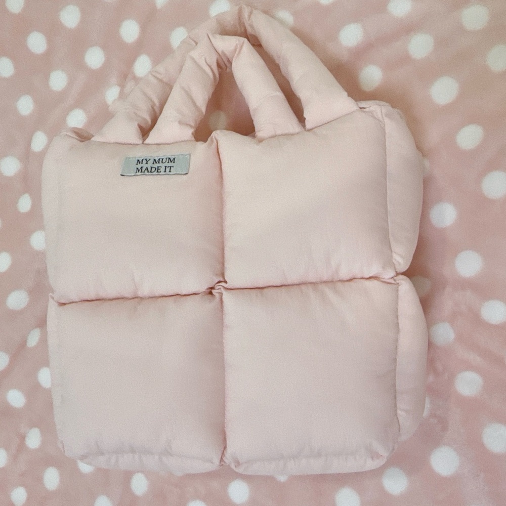 Pink Quilted Puffer Tote Bag